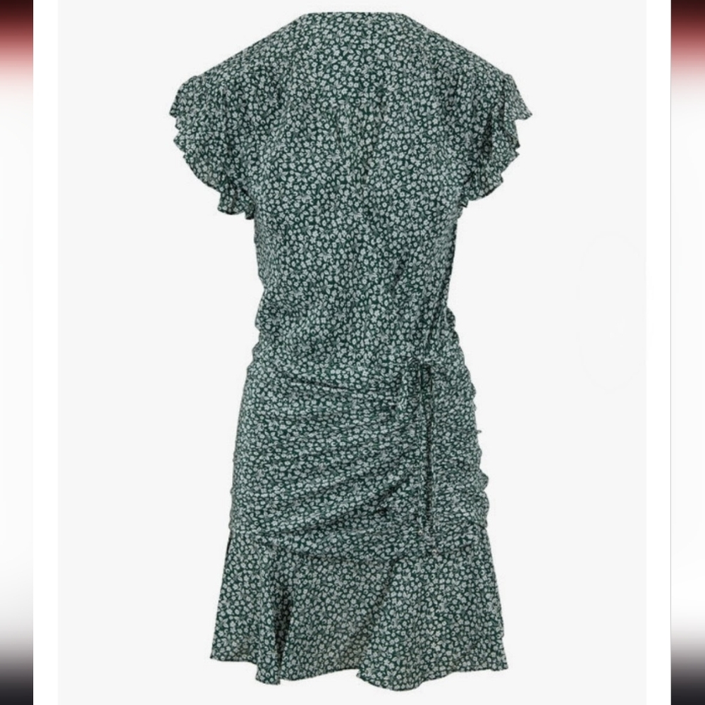 $550 Veronica Beard Marla Forest Green Ruched Silk Dress Size 4 - Picture 7 of 13